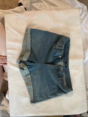 Express Light Wash Denim Shortie Shorts